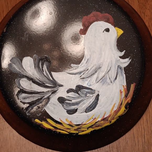 Handpainted Skillet Chicken Farmhouse Wall Hanging Decorative Only - Picture 4 of 5